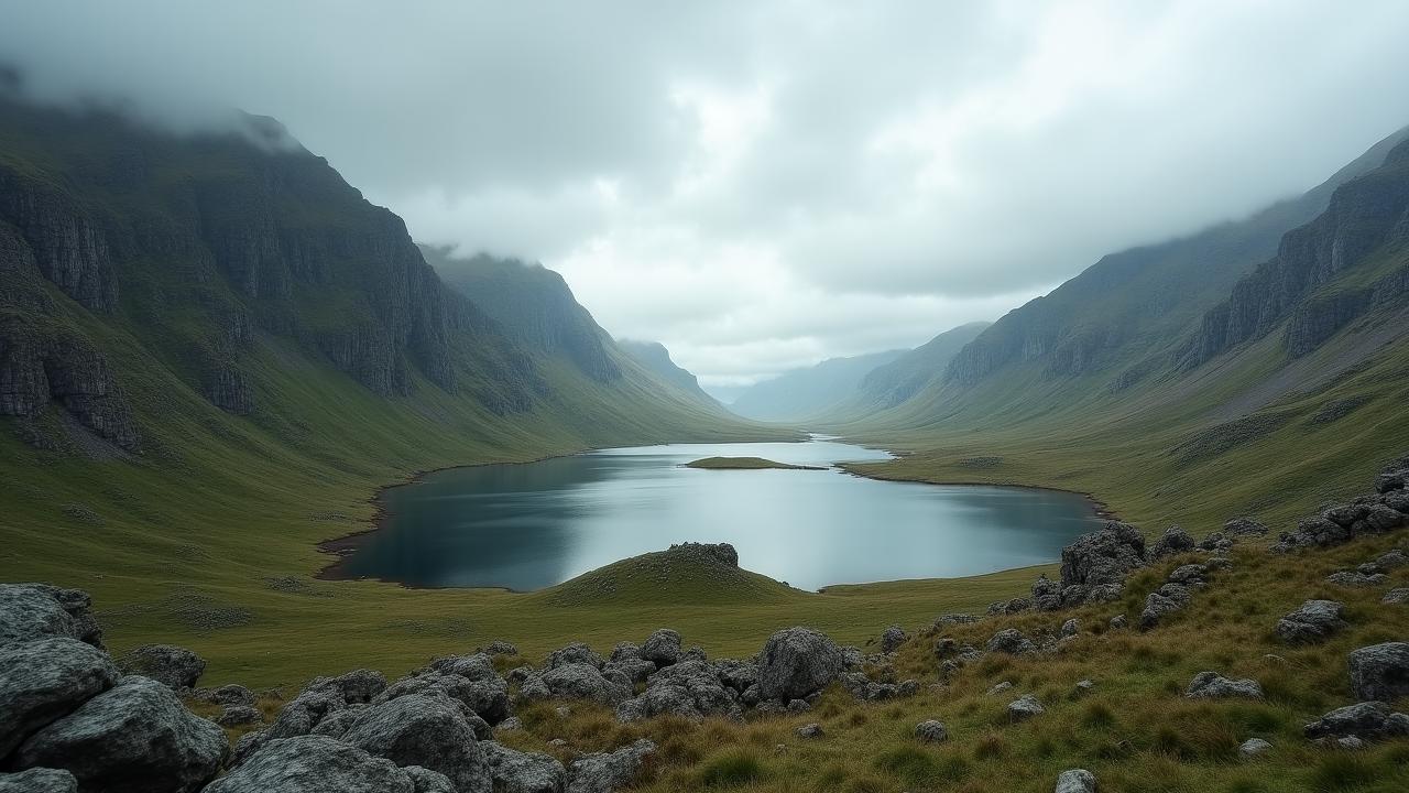 Brutalist view of the Scottish Highlands landscape near Ardgour